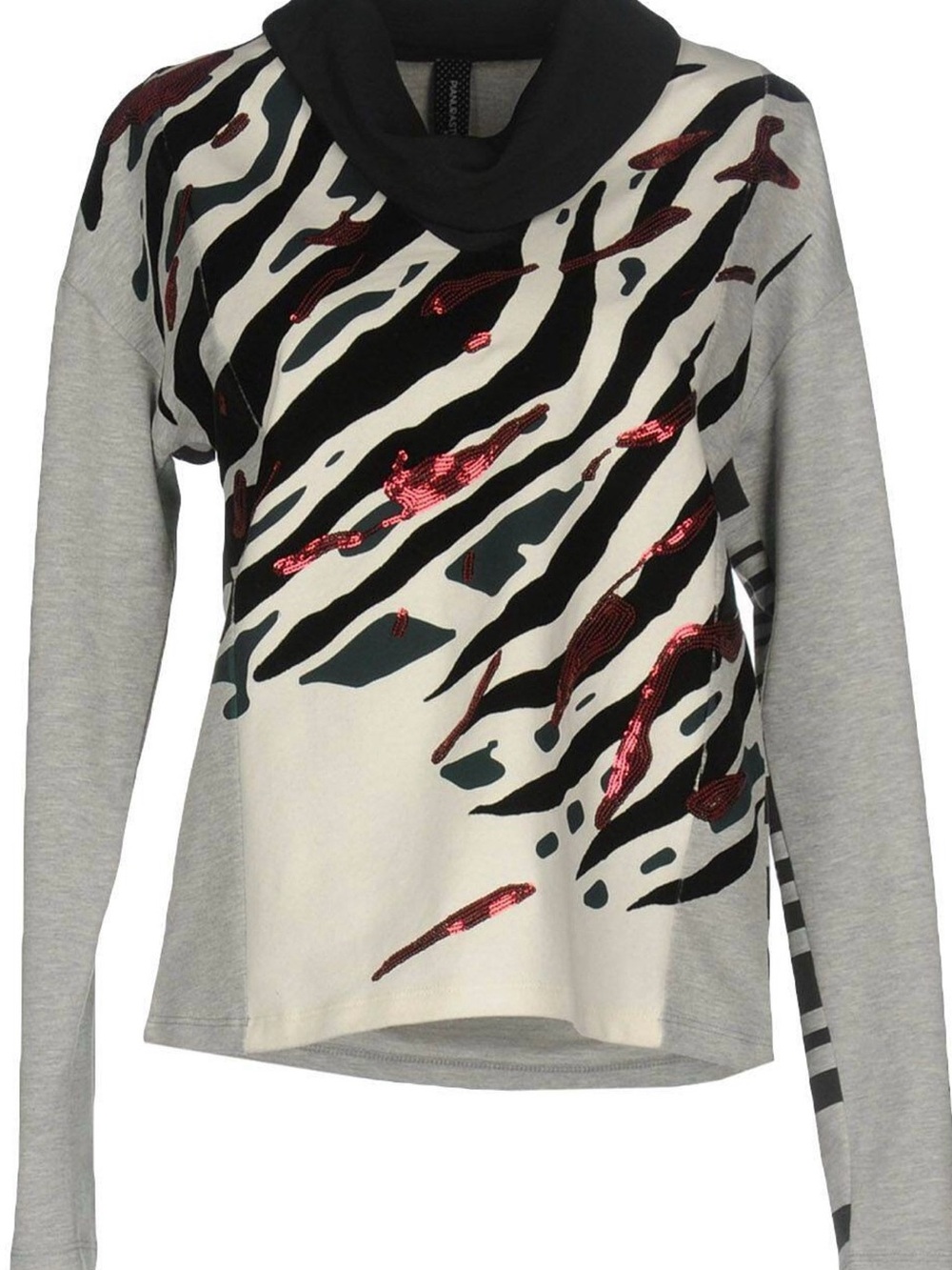 NWOT Sequin Zebra Print Cowl Neck Tee